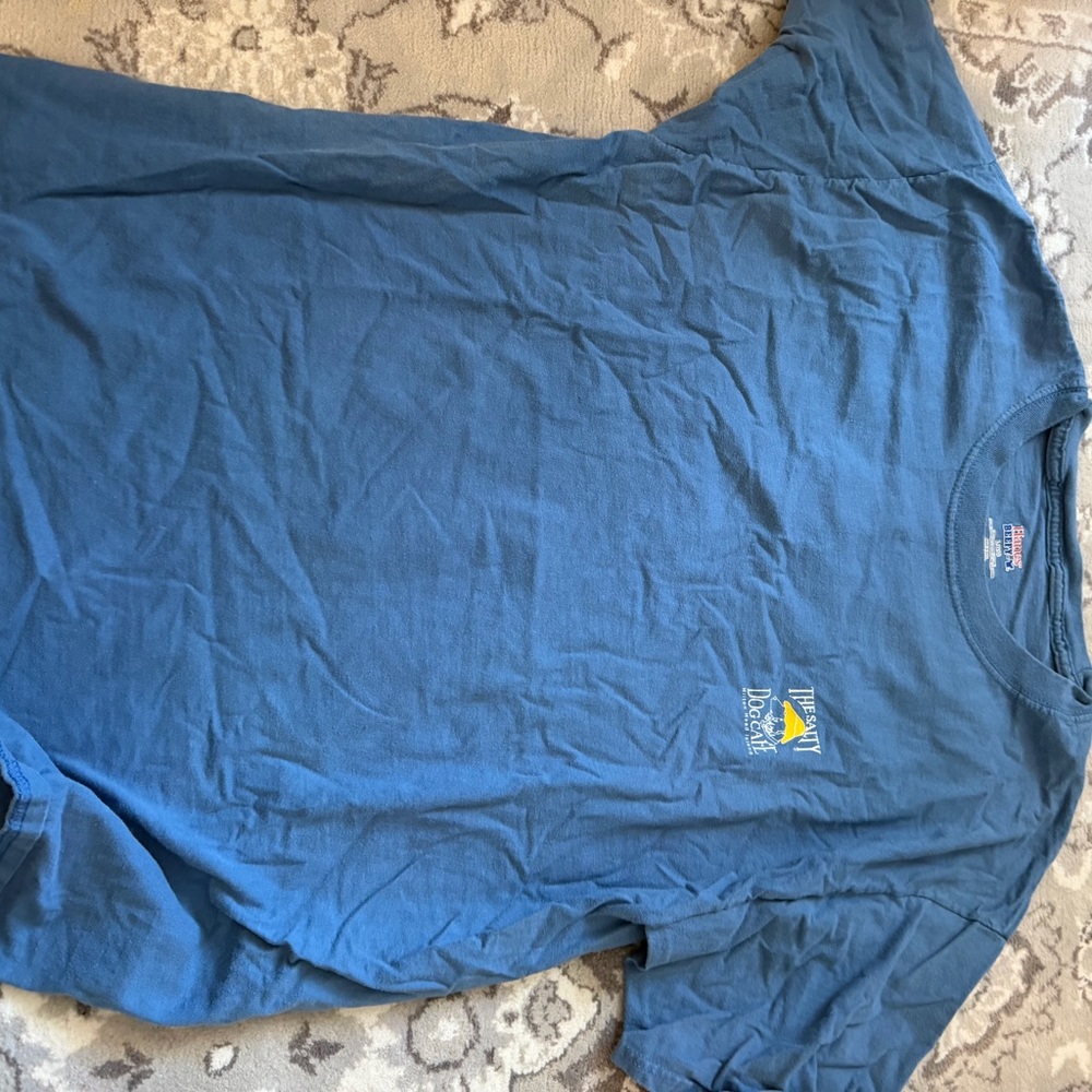 Hanes Blue Short-Sleeve Crewneck Tee with Small Chest Logo
